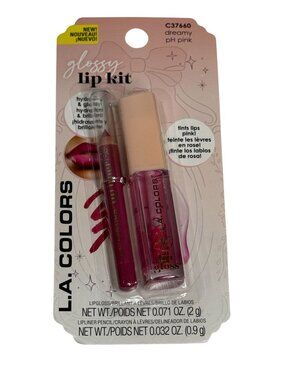 LA Colors Lip Gloss Kit Dreamy PH Pink Lip Gloss Lip Liner Duo Hydrating Glossy